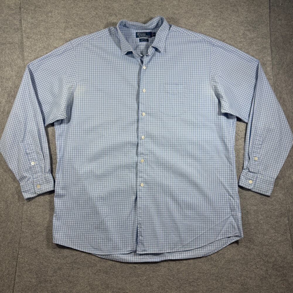 Polo Ralph Lauren Chapman Shirt Mens XL Light Blue Plaid Button Down Preppy